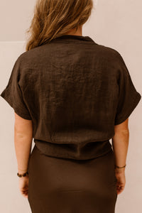 Linnen blouse brown