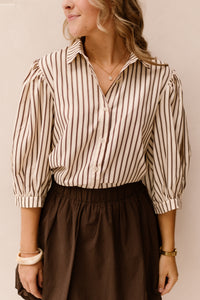 Bobbie Blouse Brown Stripe