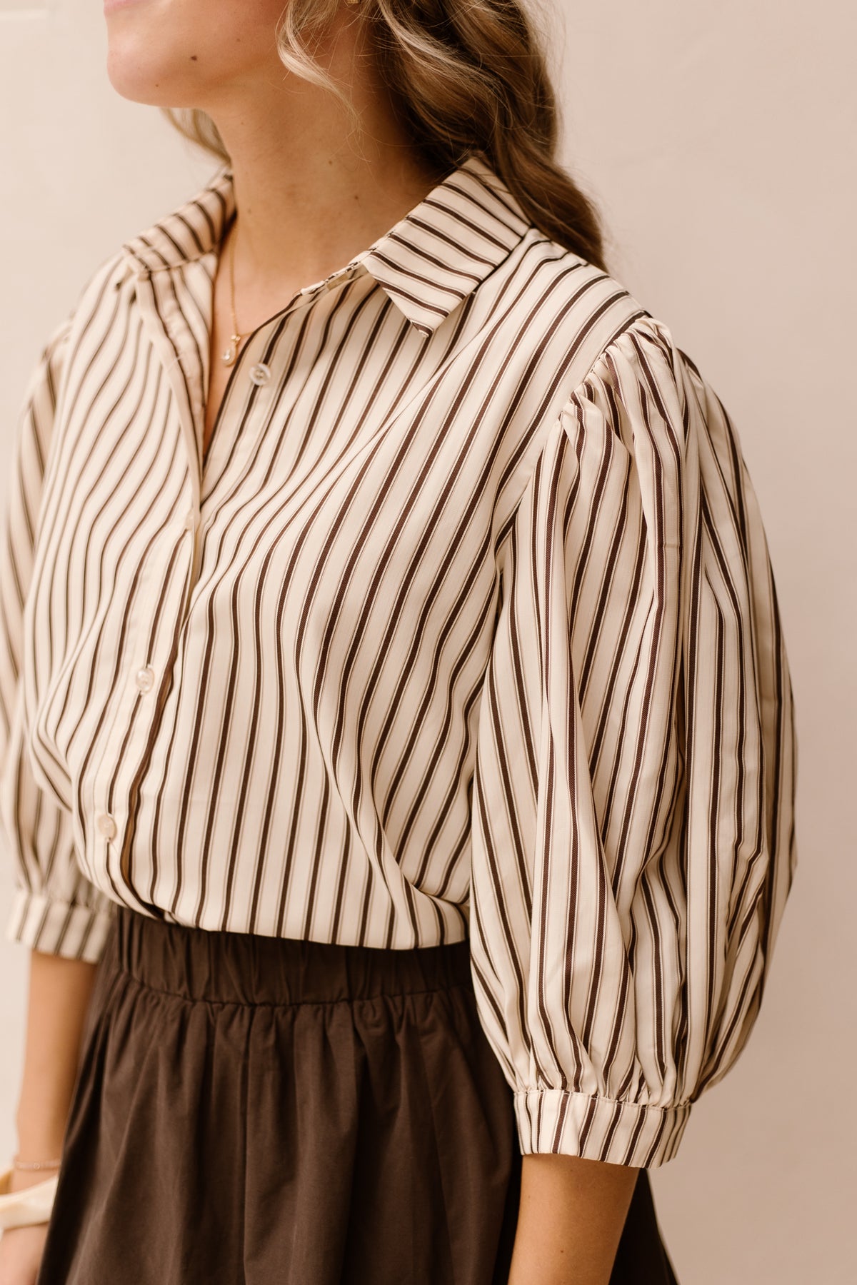 Bobbie Blouse Brown Stripe