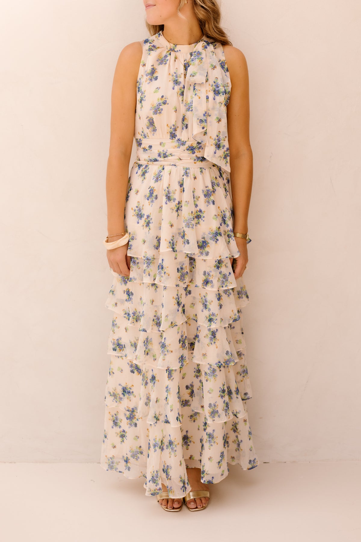 Marli Chiffonkleid, einfarbig, hellblau