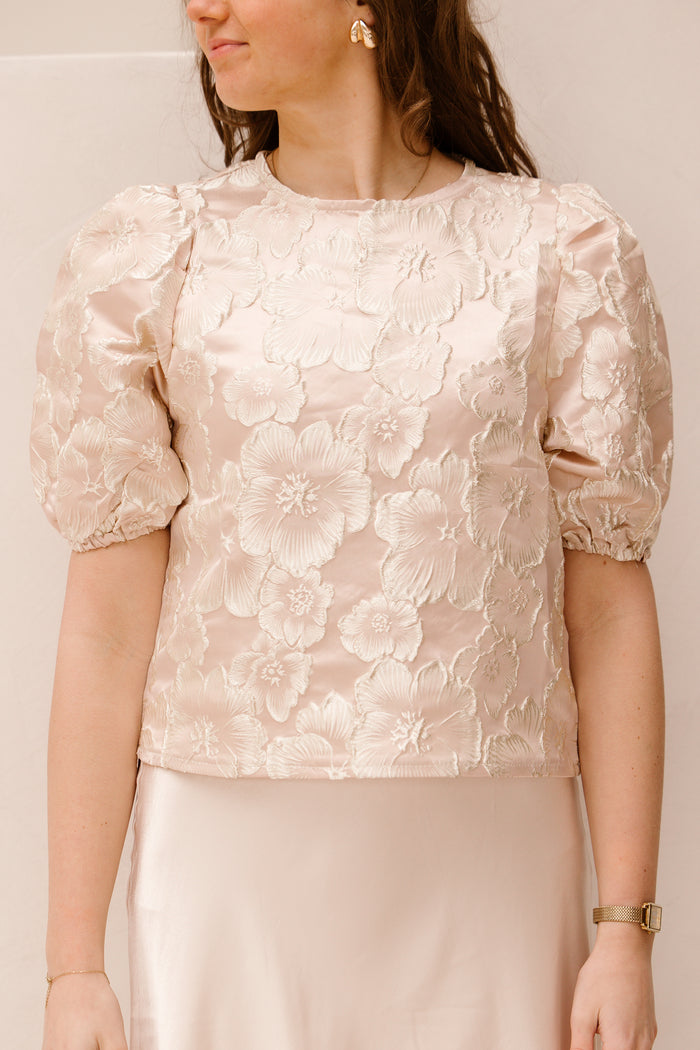 Amy jacquard top beige print