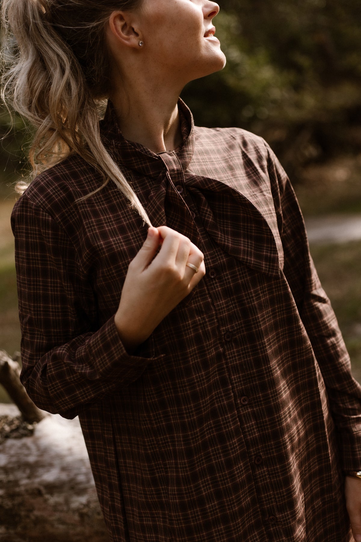 Jola check dress brown/beige