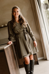 Lisa Sateen Dress Armygreen