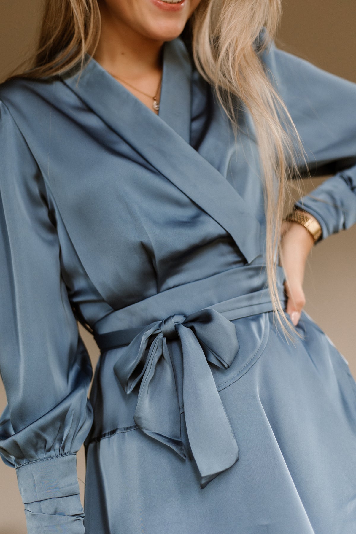 Lisa Sateen Dress Eisblau