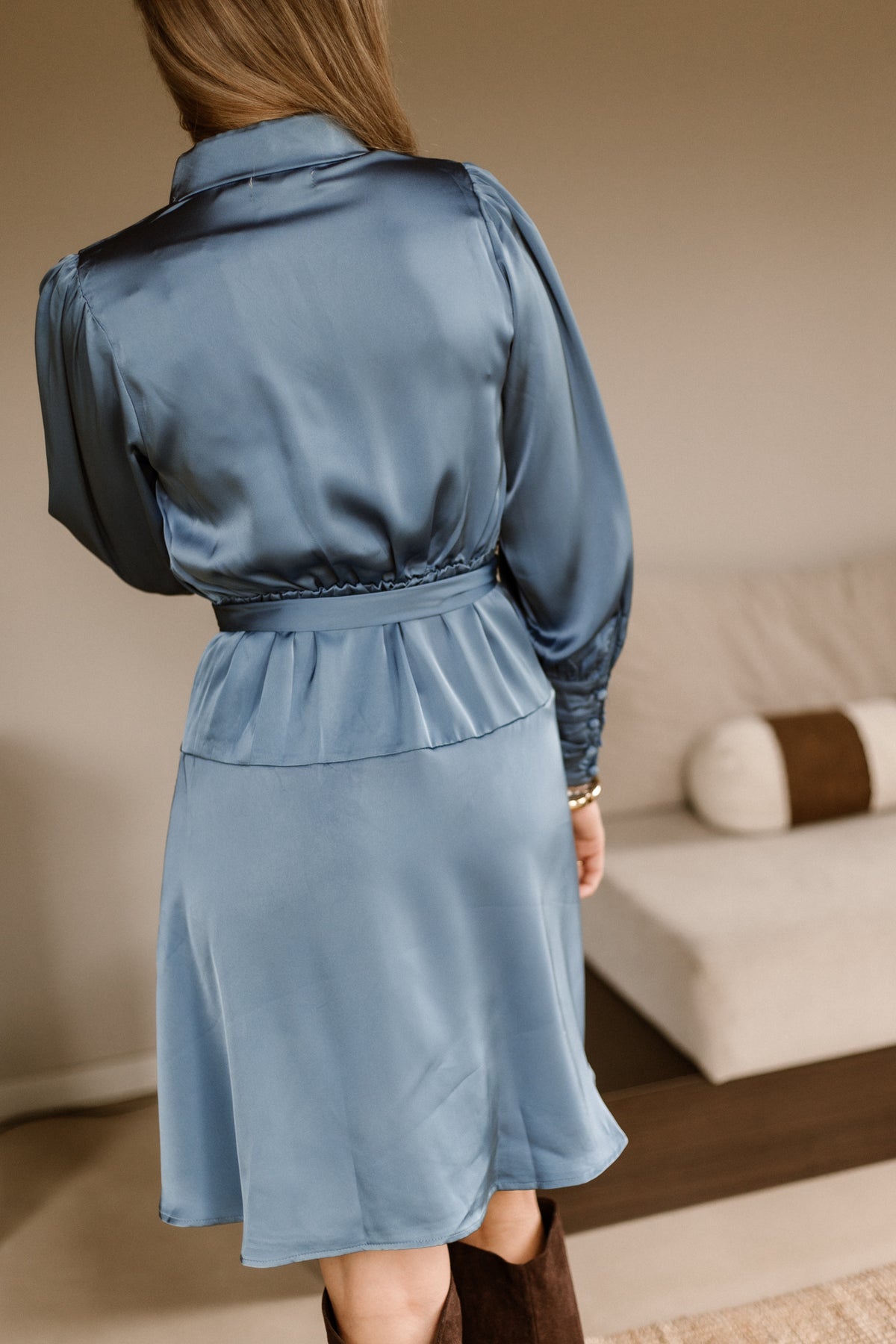 Lisa Sateen Dress Eisblau