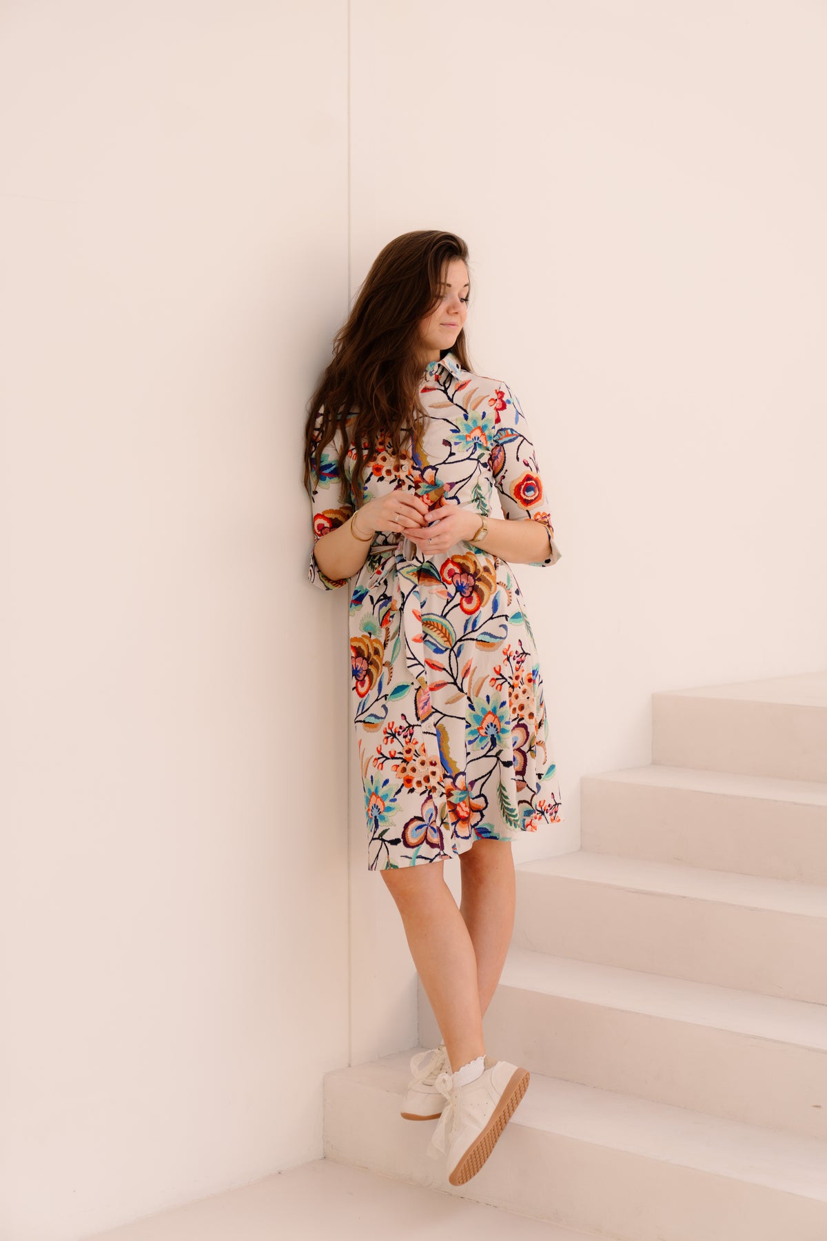 Travel Dress embroidered bloom print