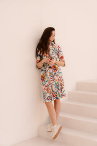 Travel Dress embroidered bloom print