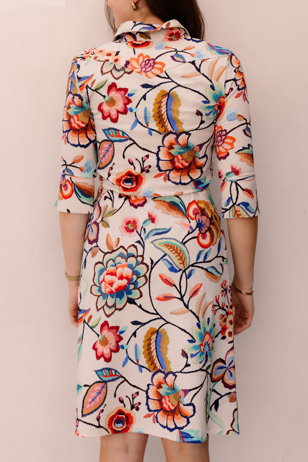 Travel Dress embroidered bloom print