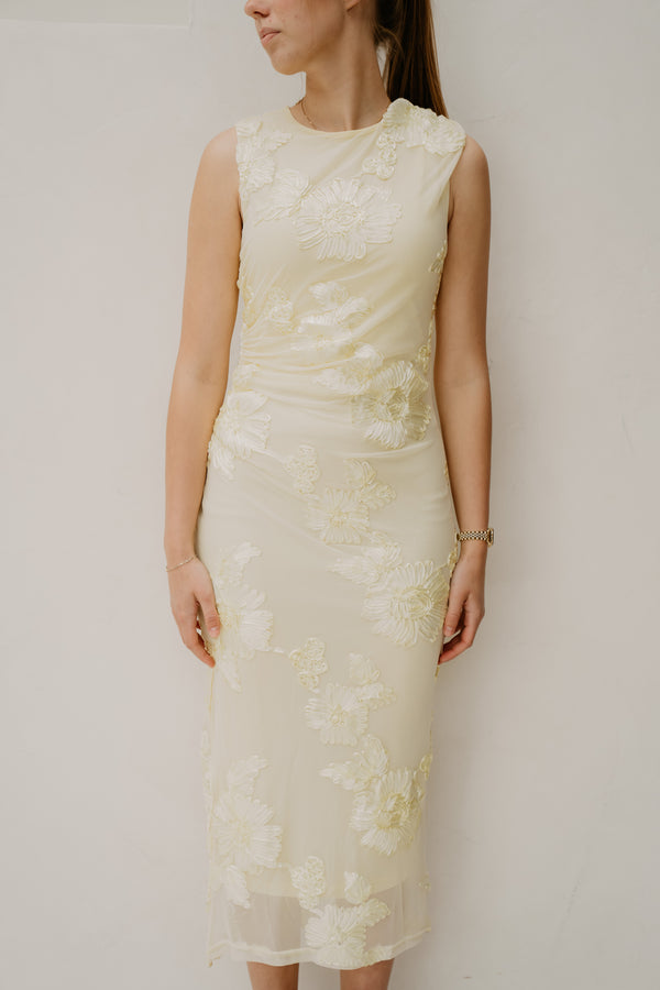 Vanina mesh dress flower yellow