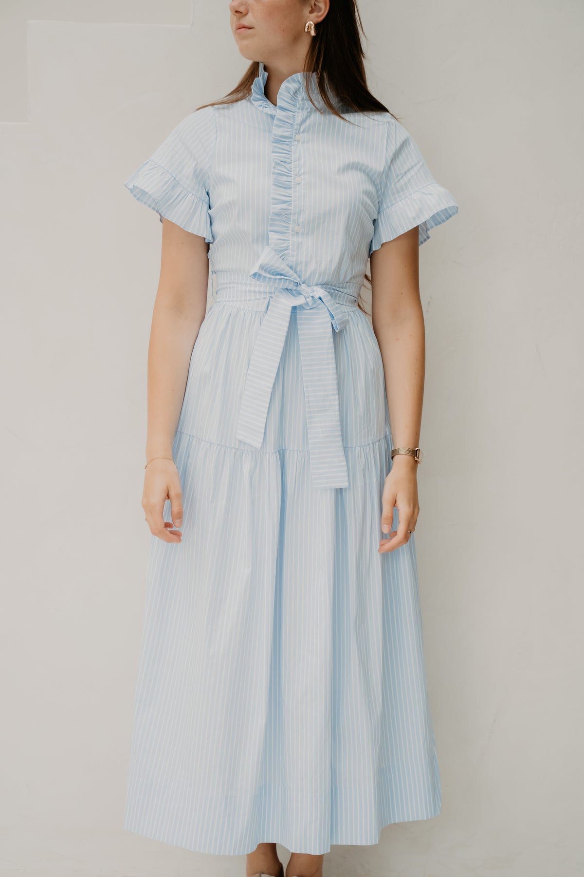 Nellie Soft Stripe Dress Light Blue