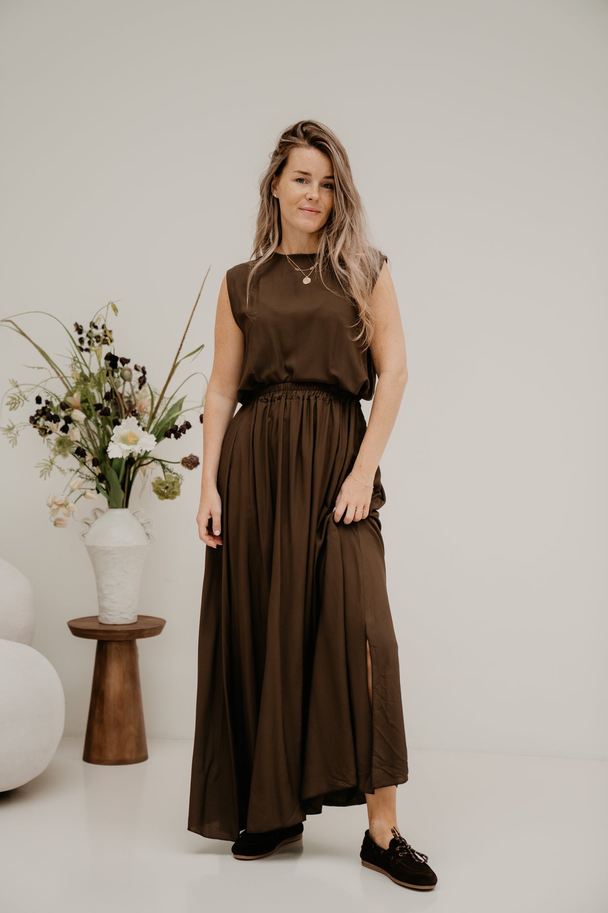Tanja Long Skirt Brown