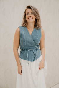 Samara Denim Waistcoat Blue