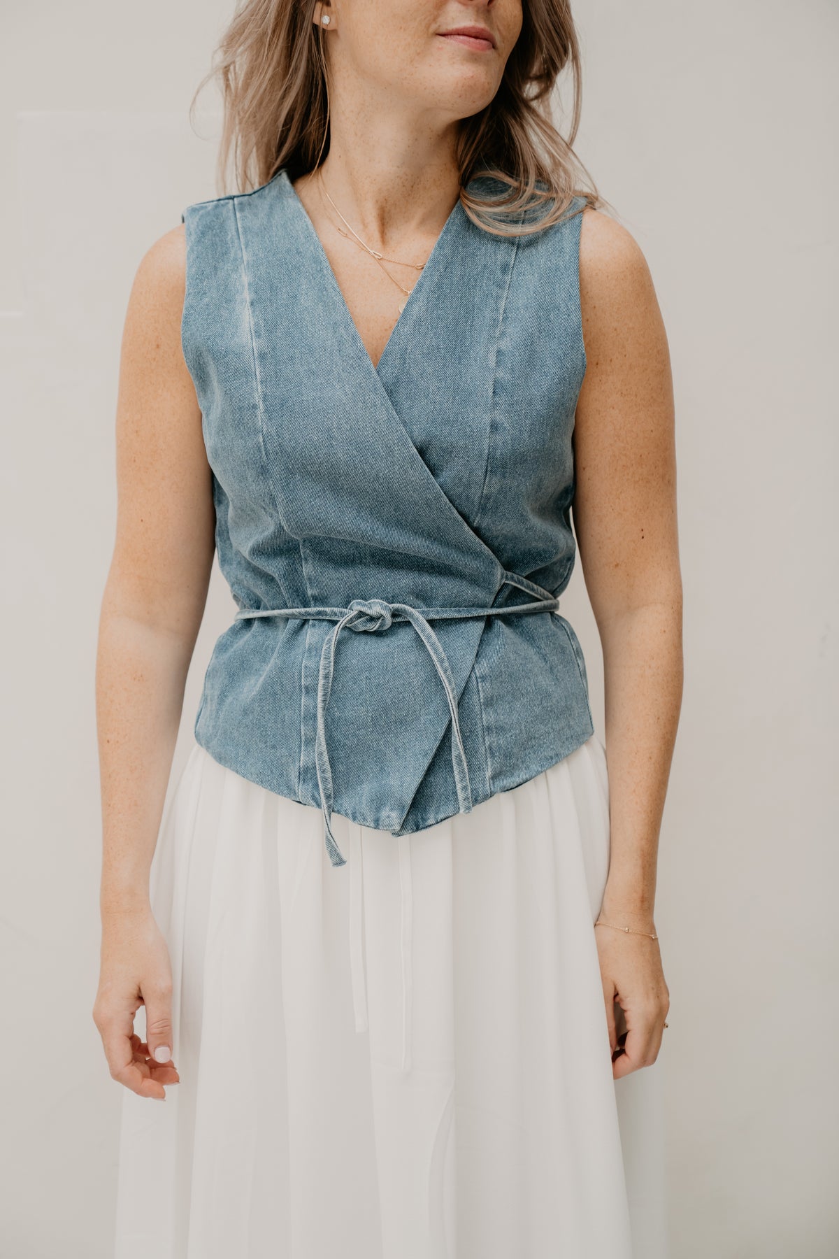Samara Denim Waistcoat Blue