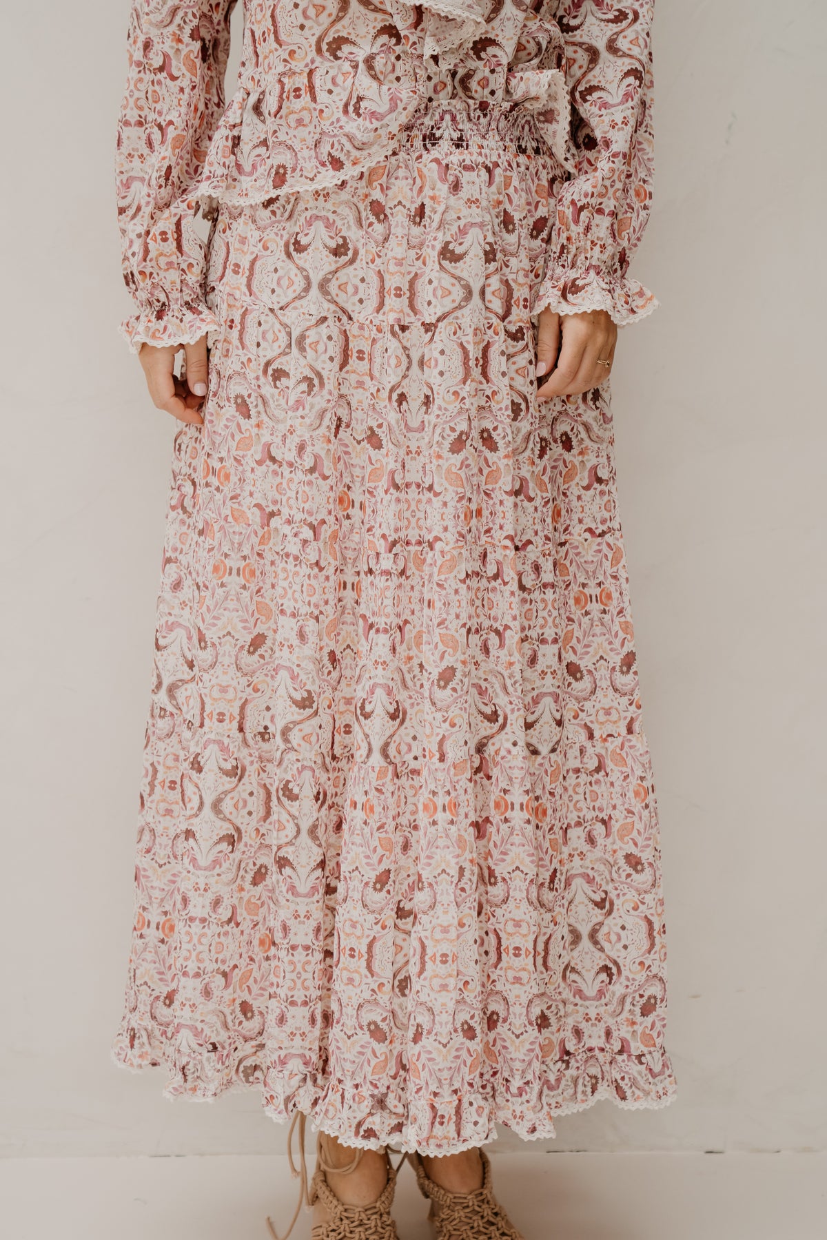 Asta Paisley Dance Skirt Rose