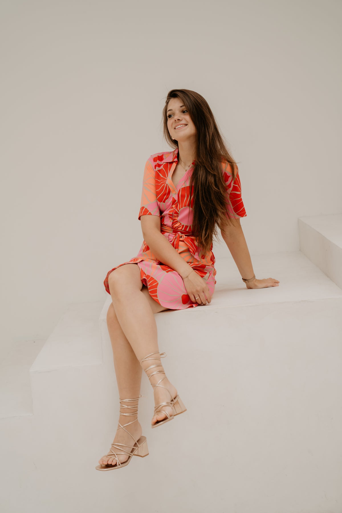 Travel Dress anemone print coral