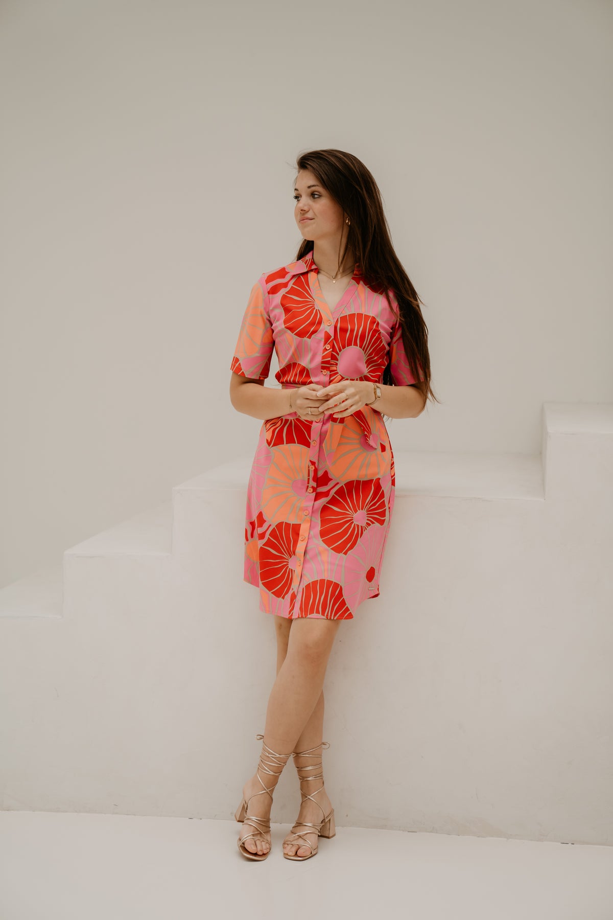 Travel Dress anemone print coral