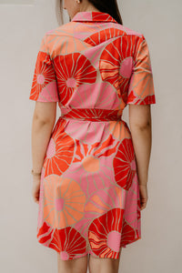 Travel Dress anemone print coral
