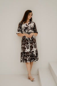 Woven dress tropical hibiscus