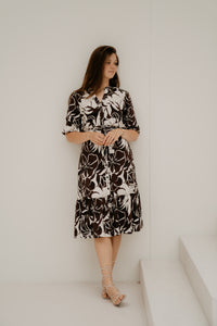 Woven dress tropical hibiscus