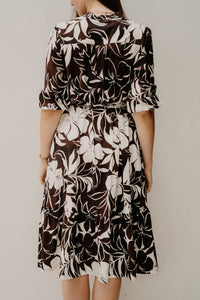 Woven dress tropical hibiscus