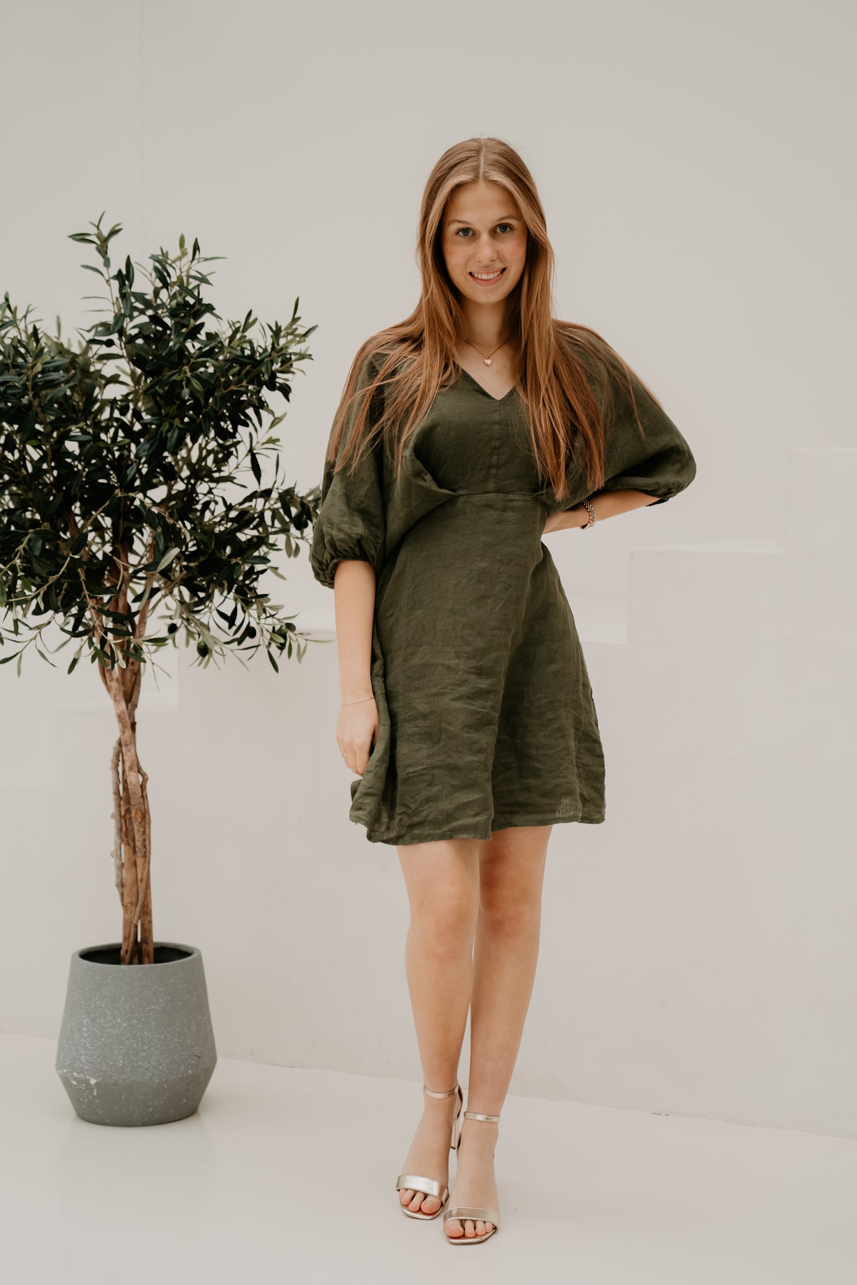 Tilly jurk v-hals groen