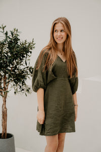 Tilly jurk v-hals groen