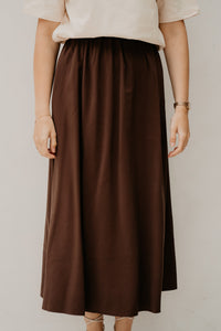 Objfia HW Midi Skirt Seal Brown
