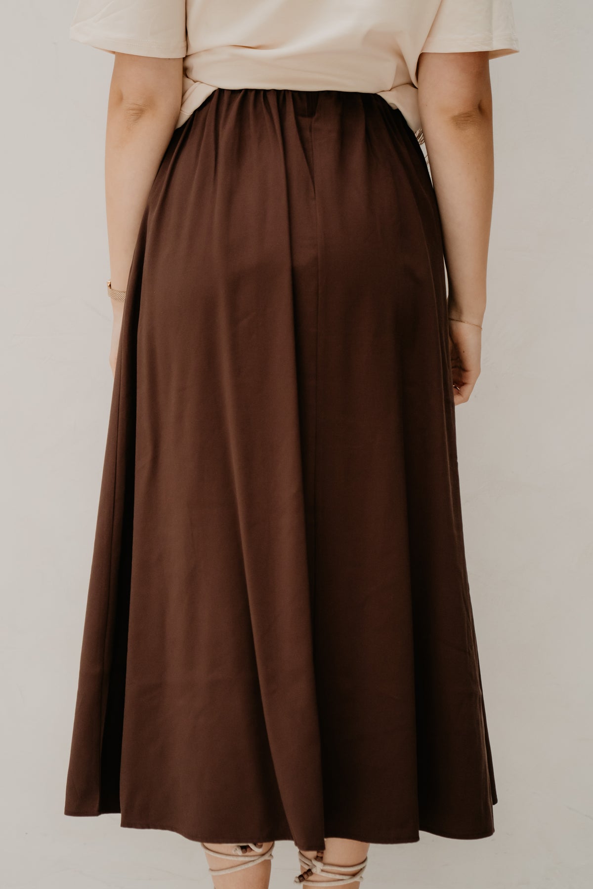 Objfia HW Midi Skirt Seal Brown