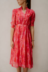 Poppy lange print jurk roze