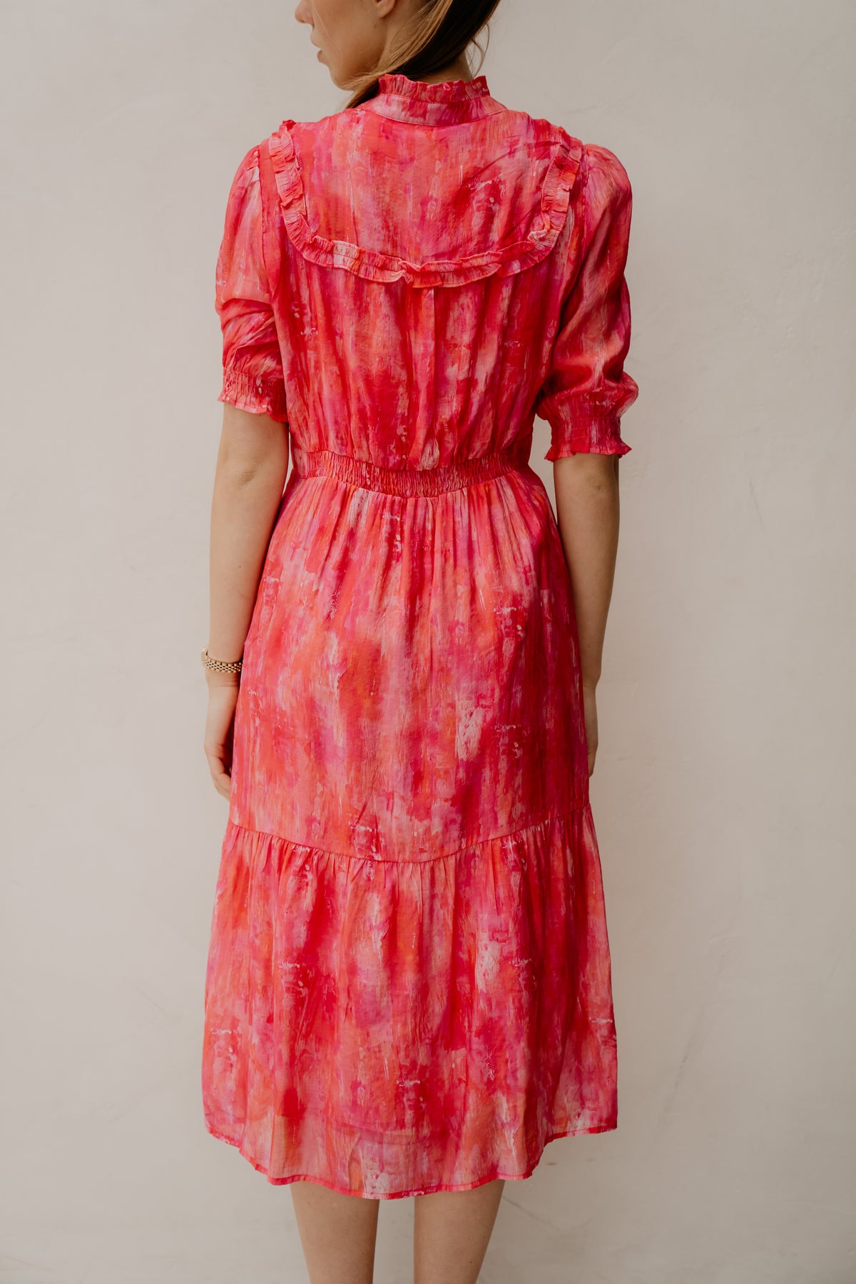 Poppy lange print jurk roze
