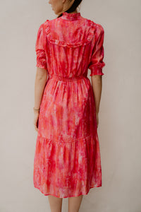 Poppy lange print jurk roze