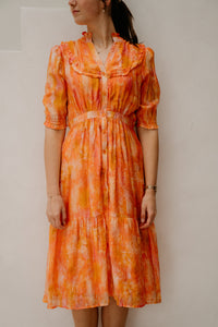 Poppy lange print jurk oranje