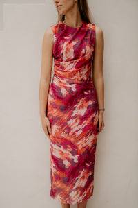 Pleun print mesh jurk multicolour