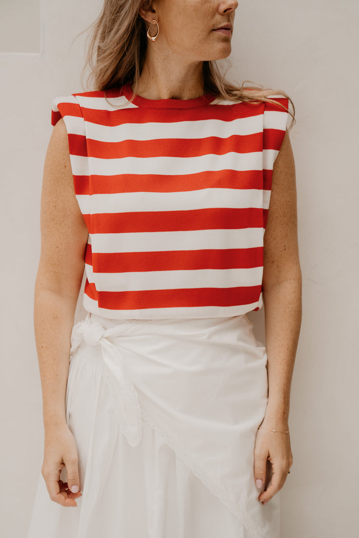 Wanda Top Stripe Red-White