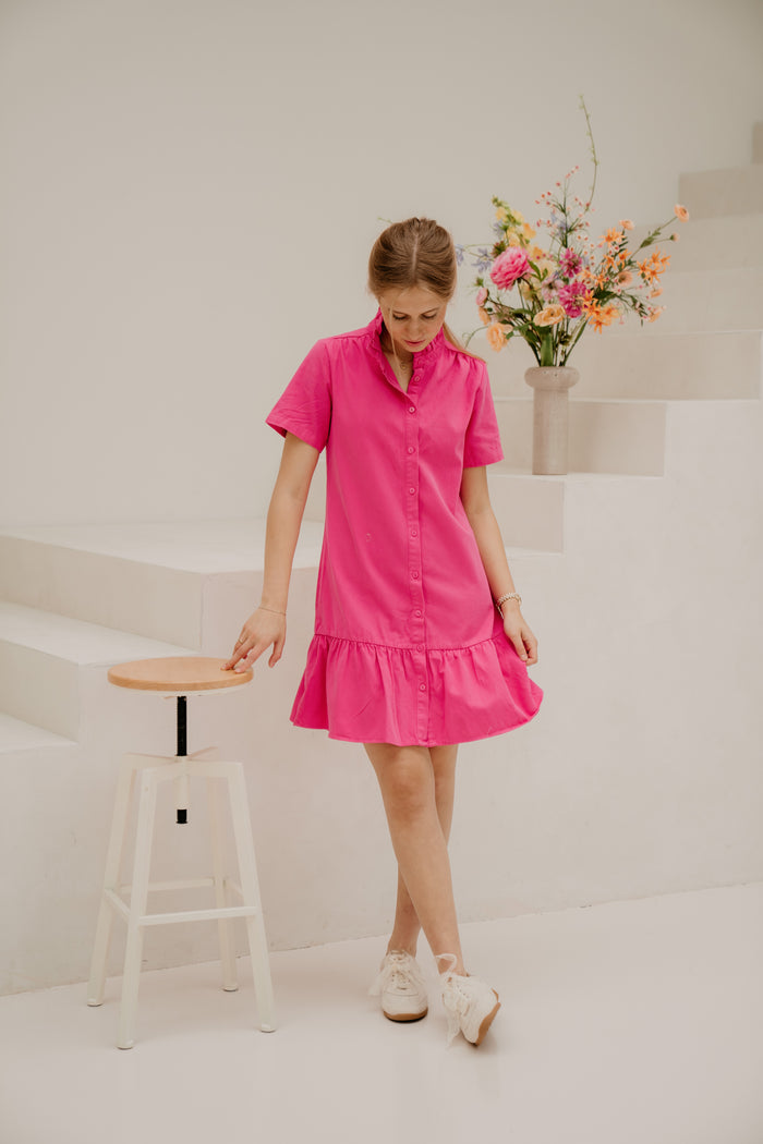 Marlijne denim dress fuchsia