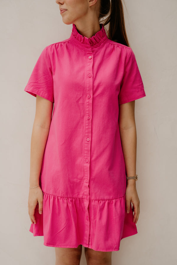 Marlijne denim dress fuchsia