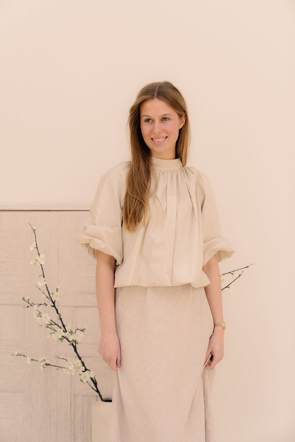 Madelin Blouse Bow Beige