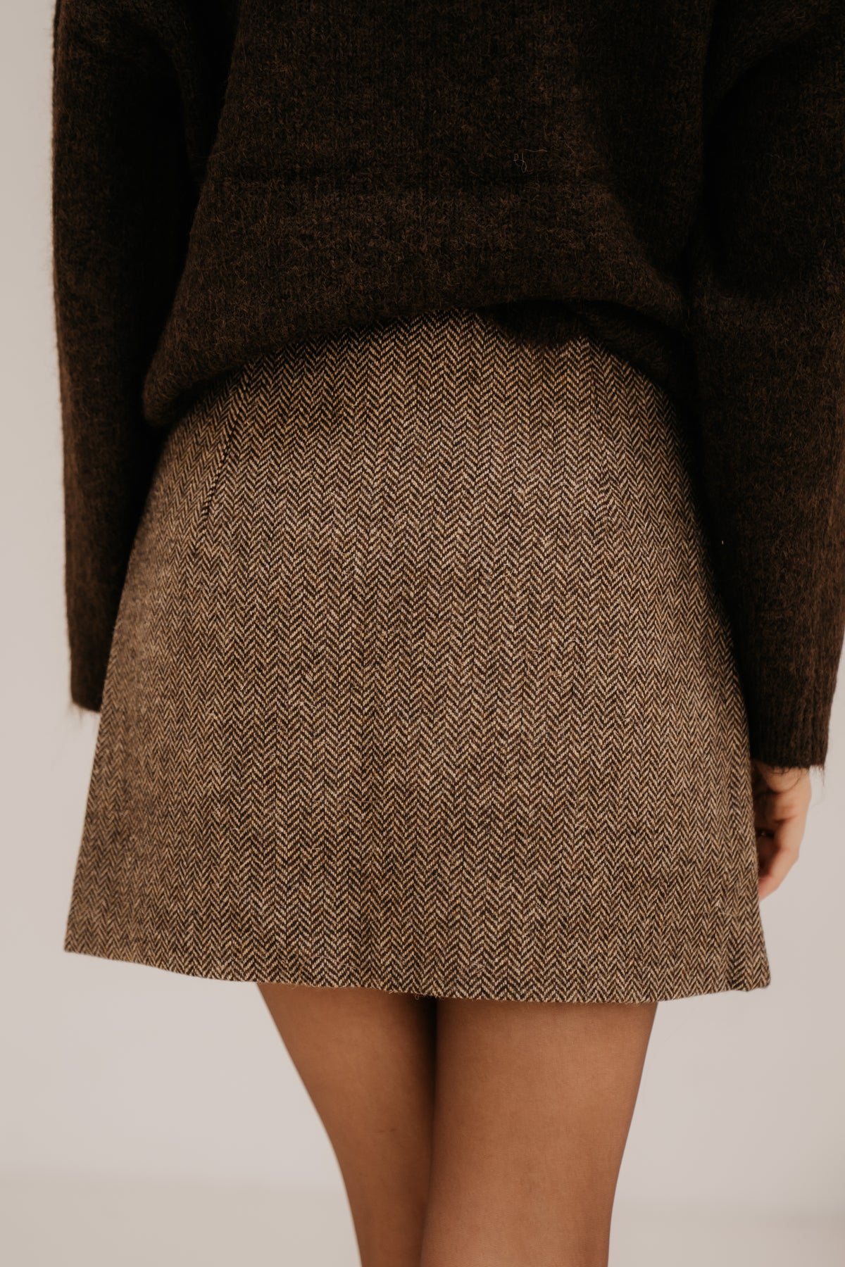 Fiona herringbone skirt coffee