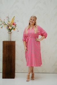 Goldie-Kleid Sand/Beere Fuchsie