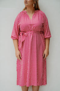 Goldie-Kleid Sand/Beere Fuchsie