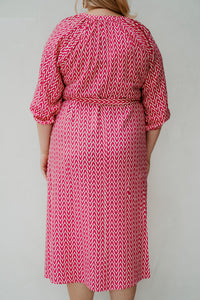 Goldie-Kleid Sand/Beere Fuchsie