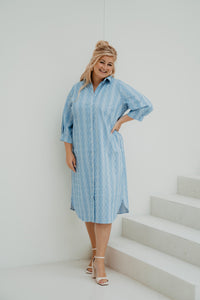Aella dress ice blue/ off white