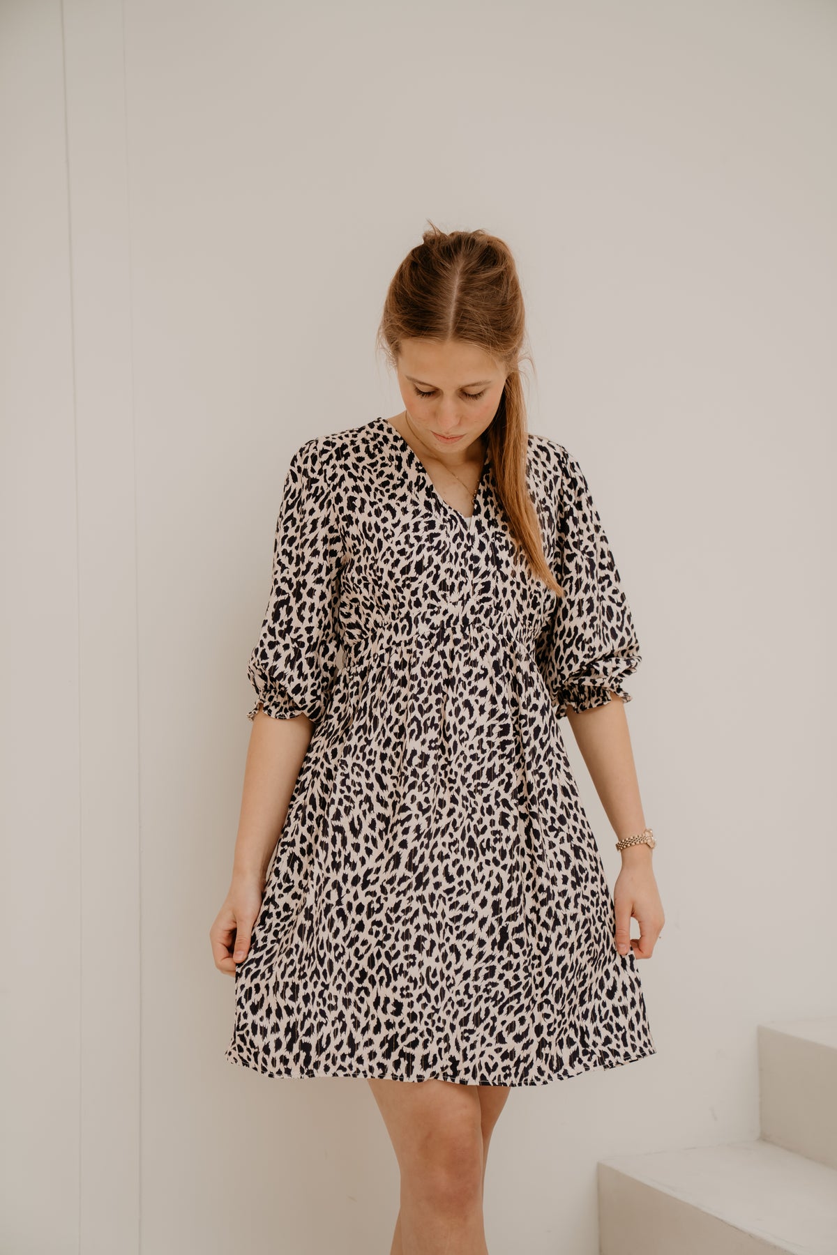 Silke Printkleid blau/beige