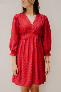 Silke bedrucktes Kleid rot/rosa