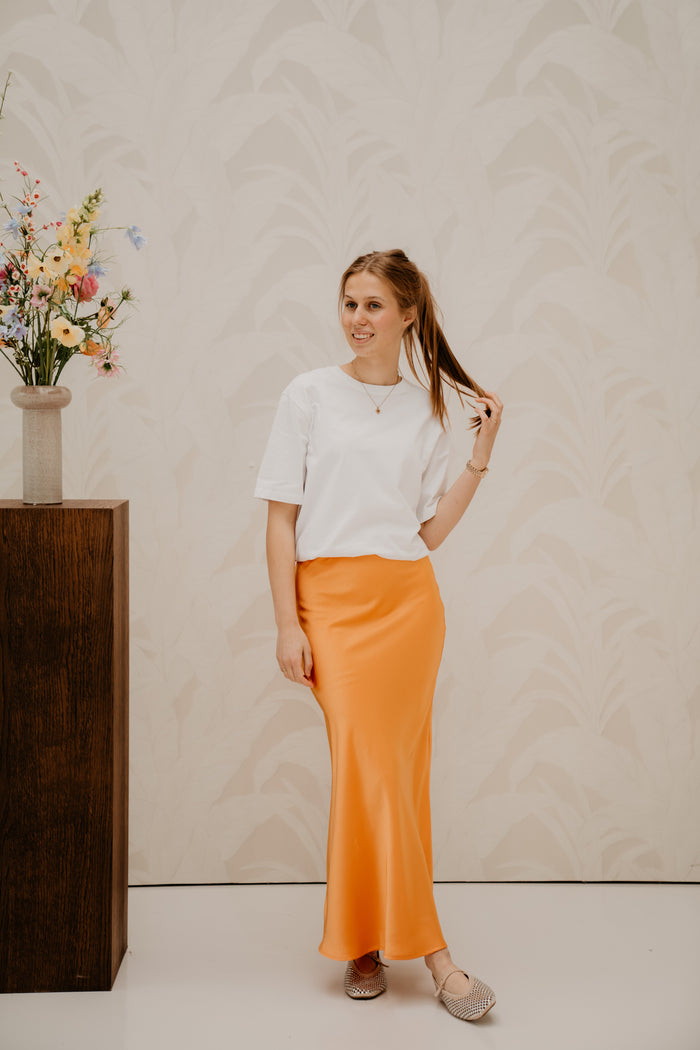 Vicky Heavy Sateen Skirt Orange