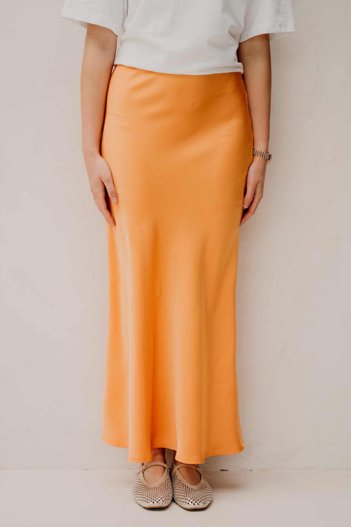 Vicky Heavy Sateen Skirt Orange