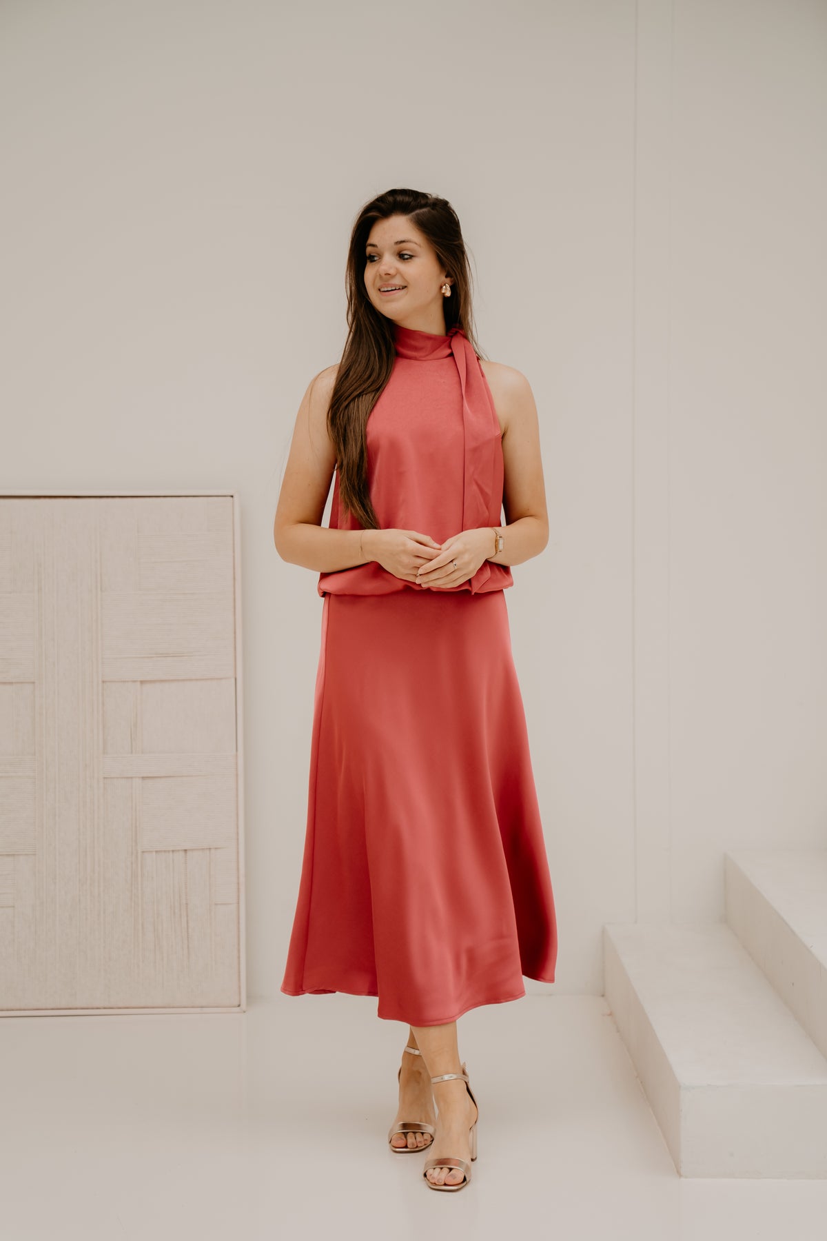 Veda heavy sateen top cherry pink