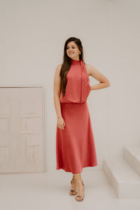 Veda heavy sateen top cherry pink
