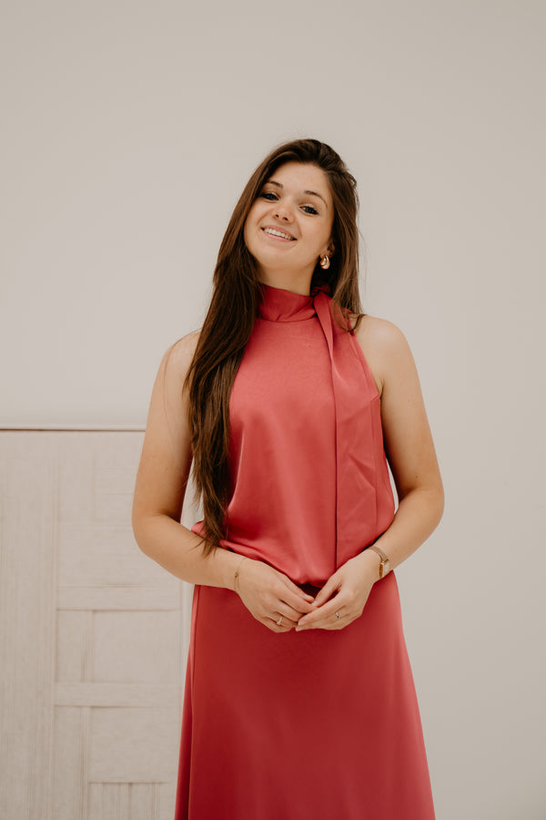 Veda heavy sateen top cherry pink