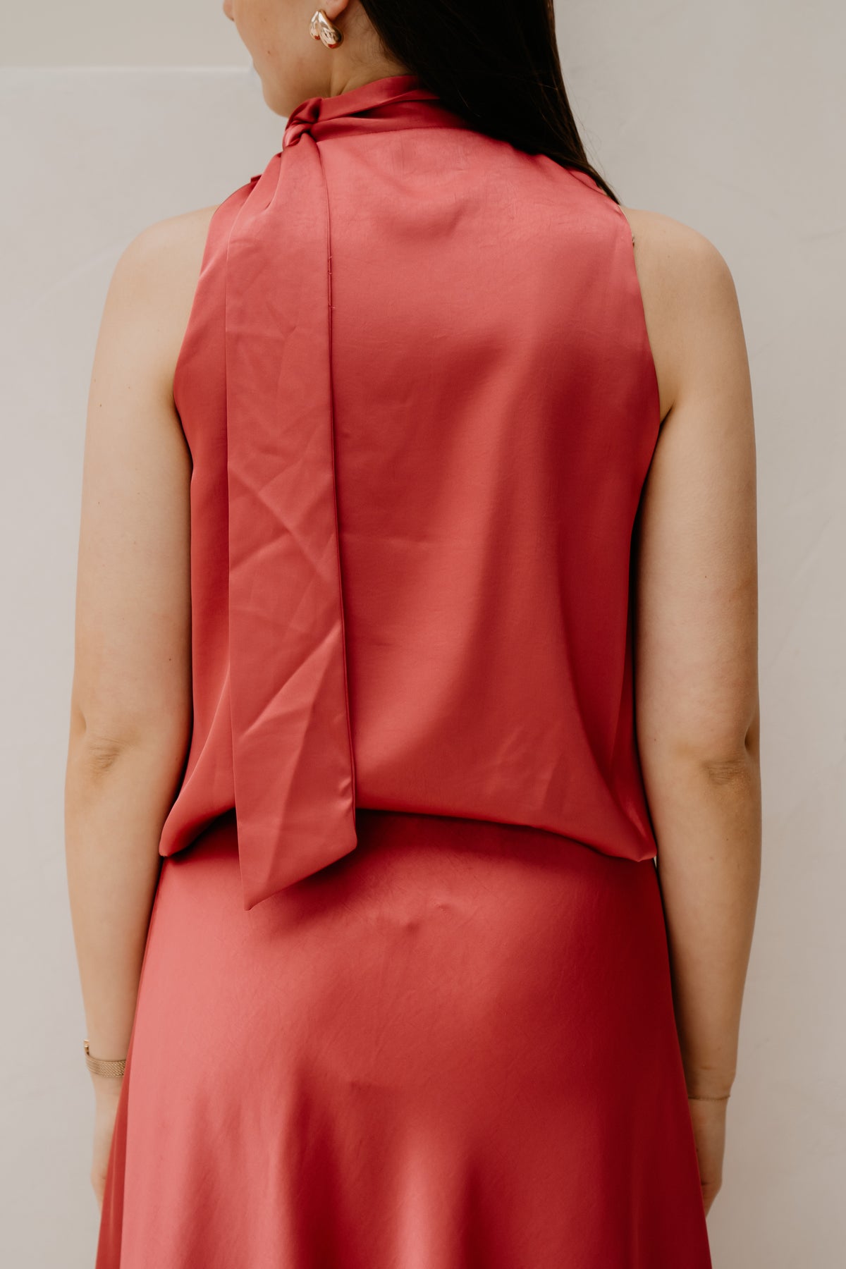 Veda heavy sateen top cherry pink